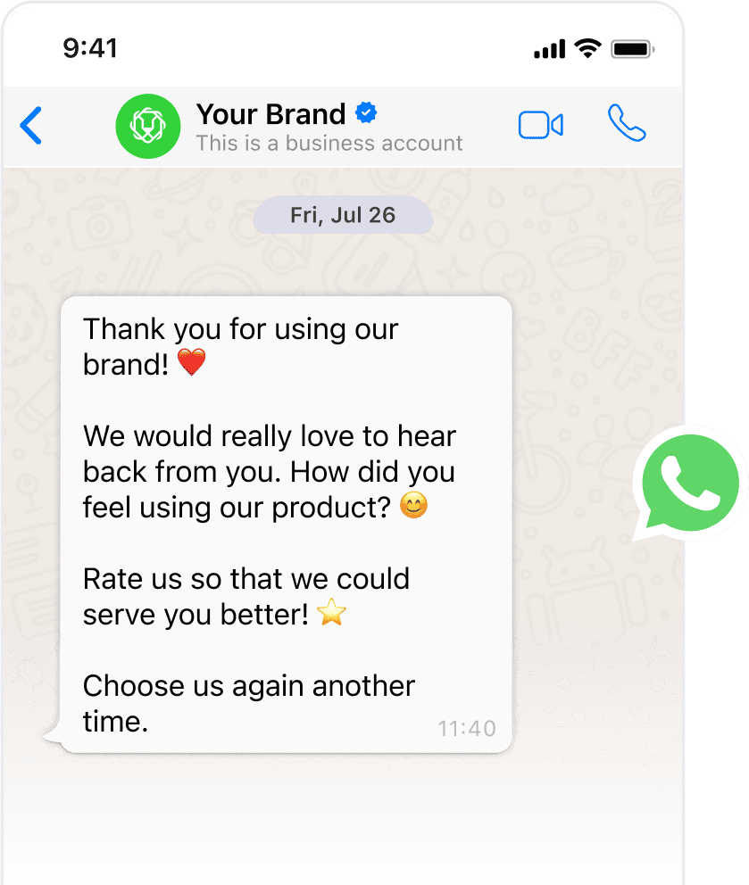 Review reminders via Whatsapp